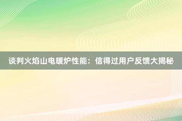 谈判火焰山电暖炉性能：信得过用户反馈大揭秘