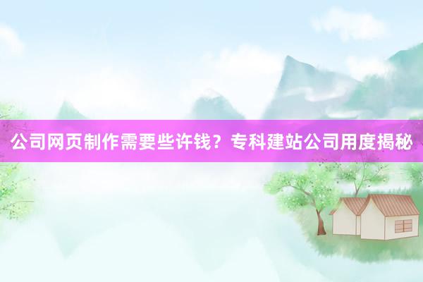 公司网页制作需要些许钱？专科建站公司用度揭秘